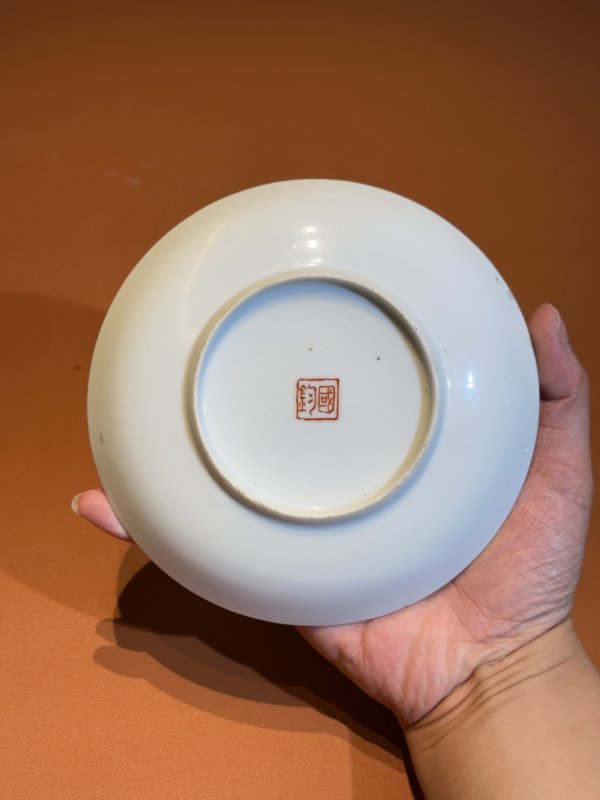 民国 粉彩青绿山水纹碗盘套 - 图8