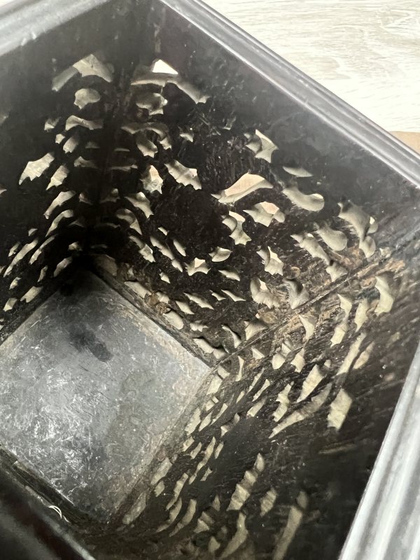 清 紫檀透雕寶相花紋方形筆筒 - 图9
