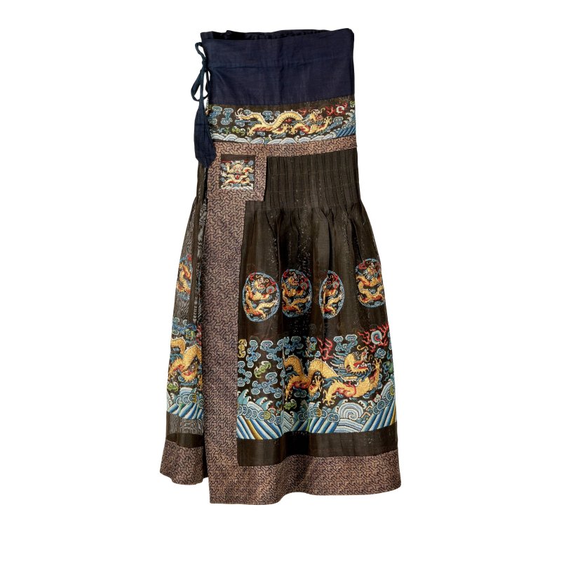 十九世紀 石青地納紗繡趕珠龍紋朝裙 | A MIDNIGHT-BLUE EMBROIDERED GAUZE COURT SKIRT, CHAO QUN - 图6