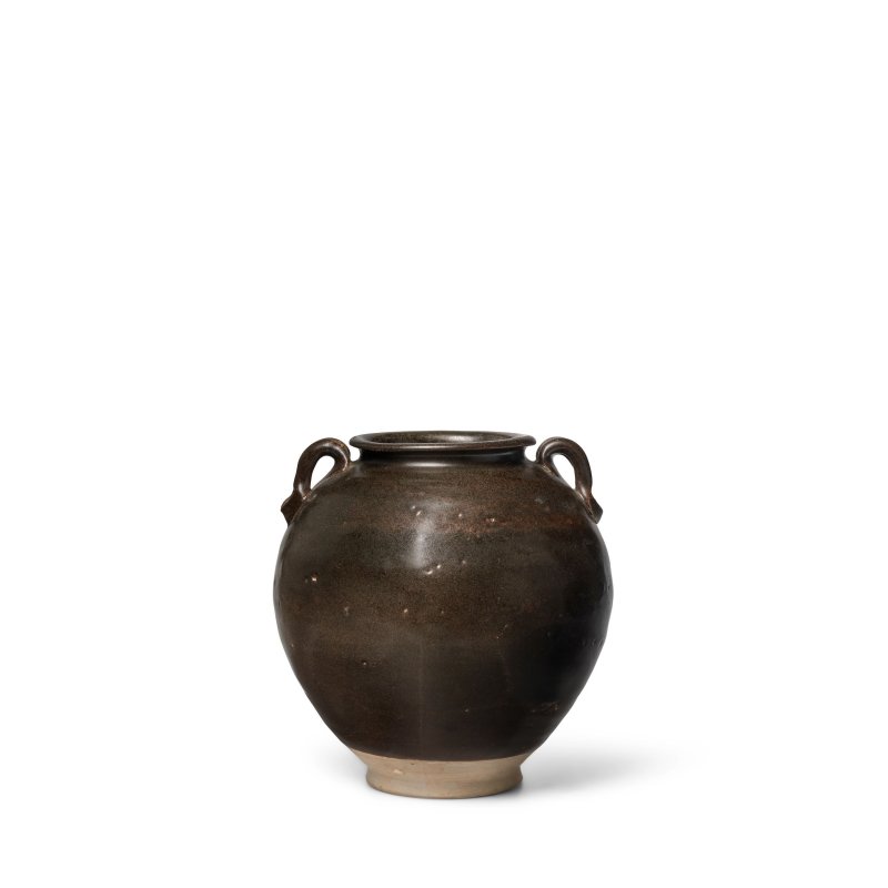 唐 黑釉雙繫罐 | A BLACK-GLAZED POTTERY HANDLED JAR - 图1
