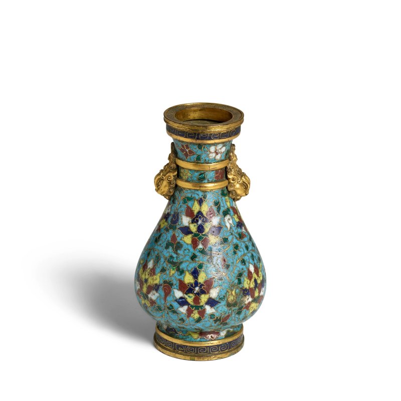 十五/十六世紀 掐絲琺瑯纏枝蓮紋鋪首耳壺 | A CLOISONNÉ ENAMEL 'LOTUS' PEAR-SHAPED VASE - 图7
