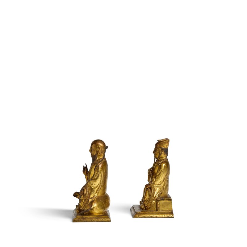 十七/十八世紀 鎏金銅道教人物坐像兩尊 | TWO GILT-BRONZE SEATED DAOIST FIGURES - 图9