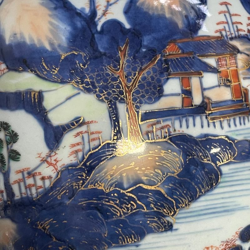 清乾隆 青花加彩山水图罐 - 图11