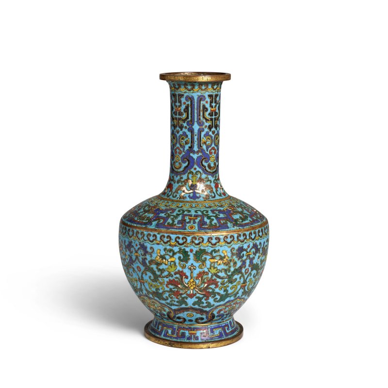 十八世紀 掐絲琺琅仿古獸面紋瓶 | A CLOISONNÉ ENAMEL ARCHAISTIC 'MASK' BOTTLE VASE - 图3