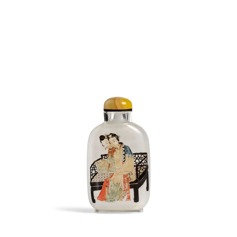 壬寅 (1902年) 馬少宣 水晶內畫「二喬共讀」圖鼻煙壺一件 | A FINE INSIDE PAINTED CRYSTAL 'QIAO SISTERS' SNUFF BOTTLE - 图4