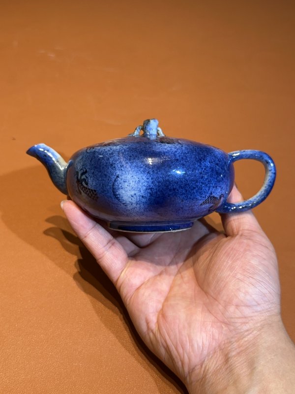 清道光 唐英风格青花云龙纹茶壶 - 图6