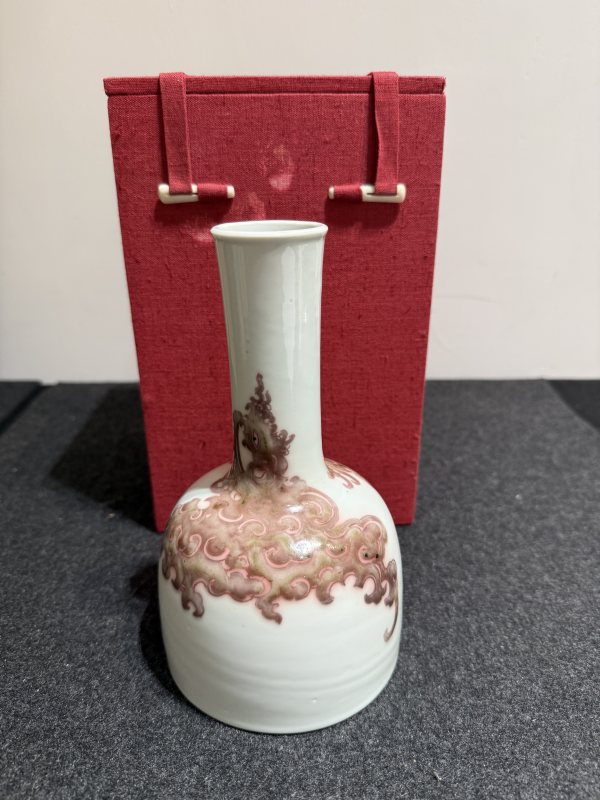 清康熙 青花釉裏紅搖鈴尊 - 图2
