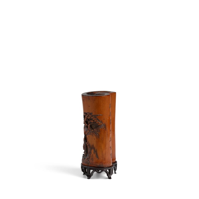 十九世紀 己亥仲秋款 竹刻三星圖詩文擺飾 | A CARVED BAMBOO 'SANXING' ORNAMENT - 图6