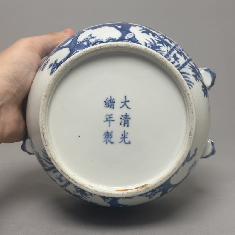 清光绪 青花岁寒三友图温锅 - 图12