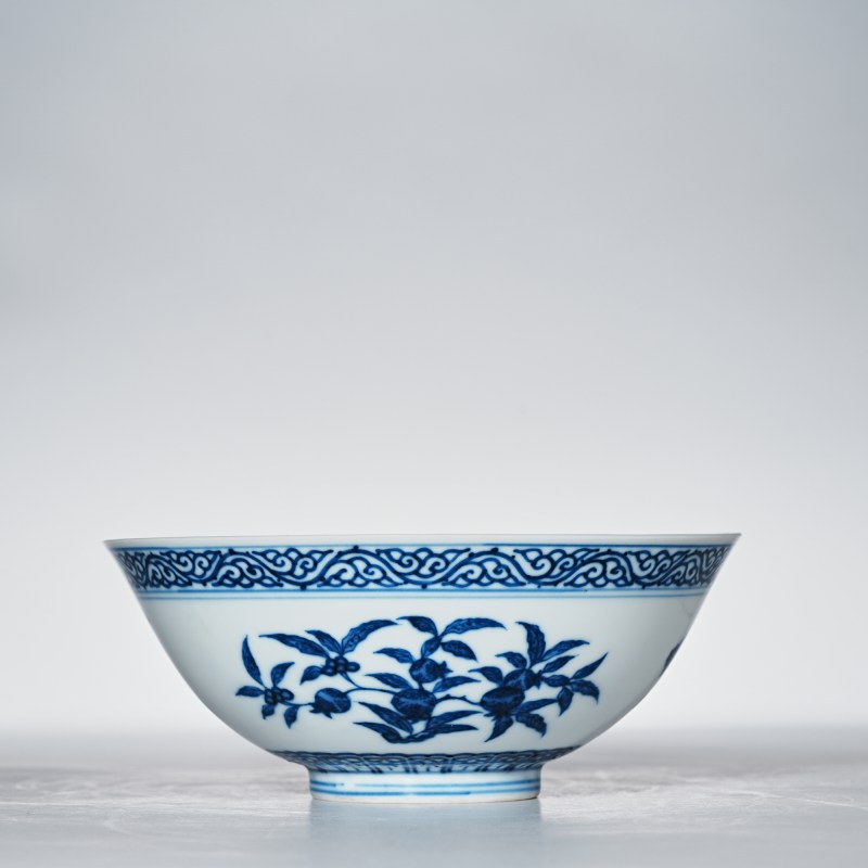 清光绪 青花折枝三多纹碗 - 图3