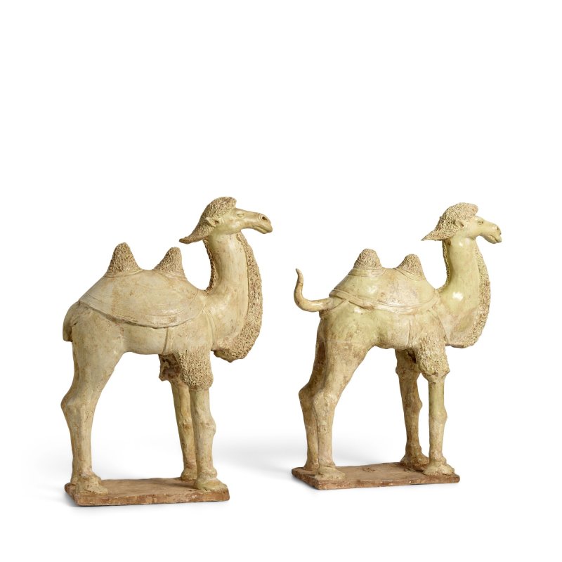唐 草灰釉陶駱駝一對 | A PAIR OF STRAW-GLAZED POTTERY CAMELS - 图2