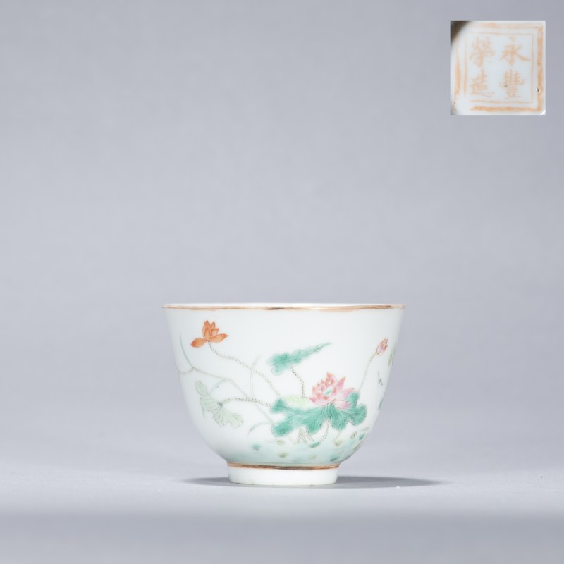 清光绪 粉彩一路连科深腹杯 - 图1