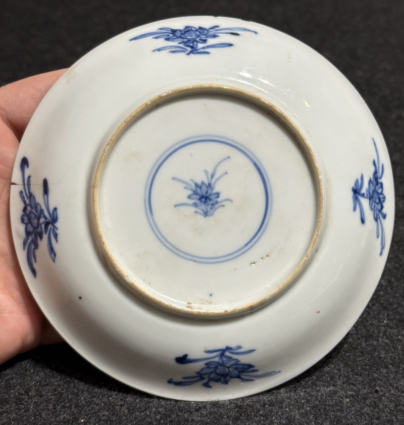 清康熙 青花花卉紋杯碟三套 - 图3