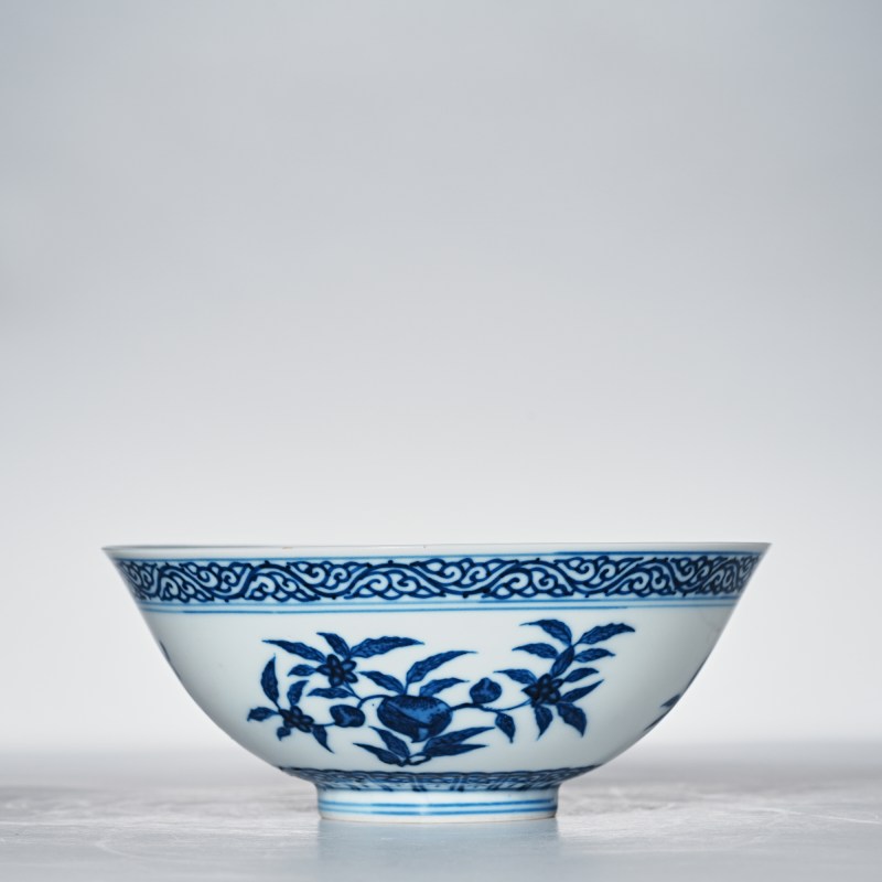 清光绪 青花折枝三多纹碗 - 图4