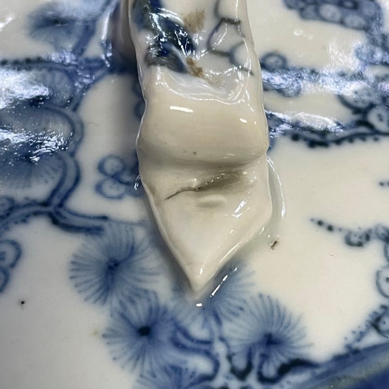 清道光 青花岁寒三友扇形盖盒 - 图19