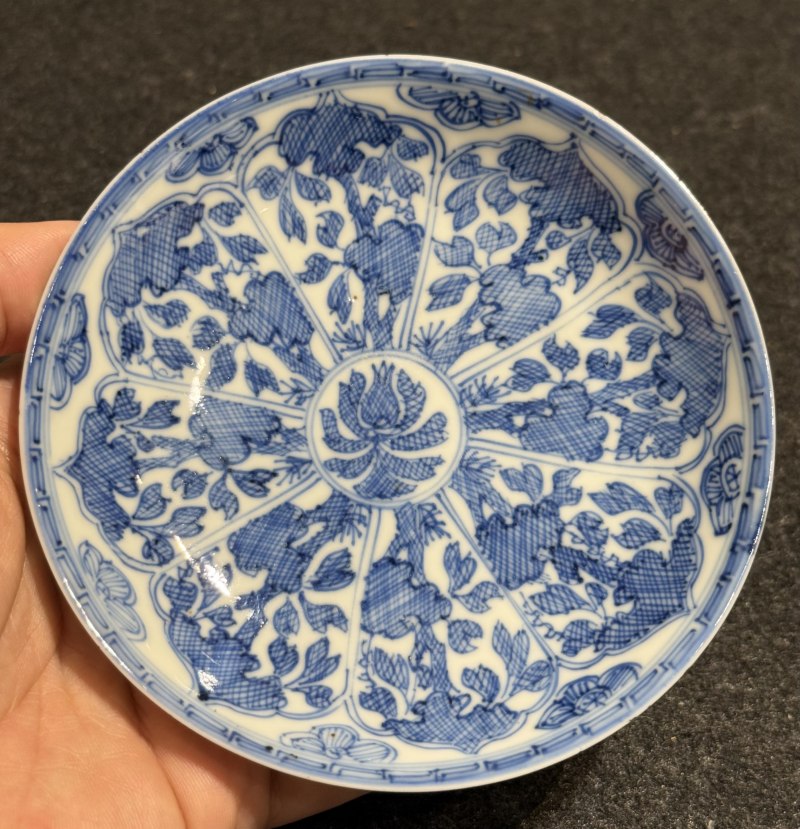 清康熙 青花花卉紋杯碟三套 - 图4