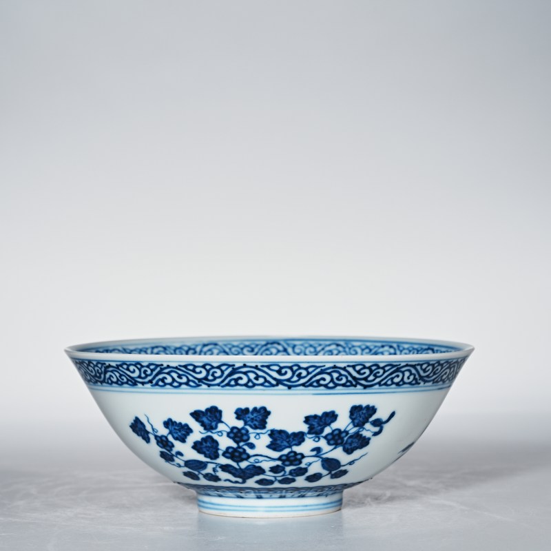 清光绪 青花折枝三多纹碗 - 图5