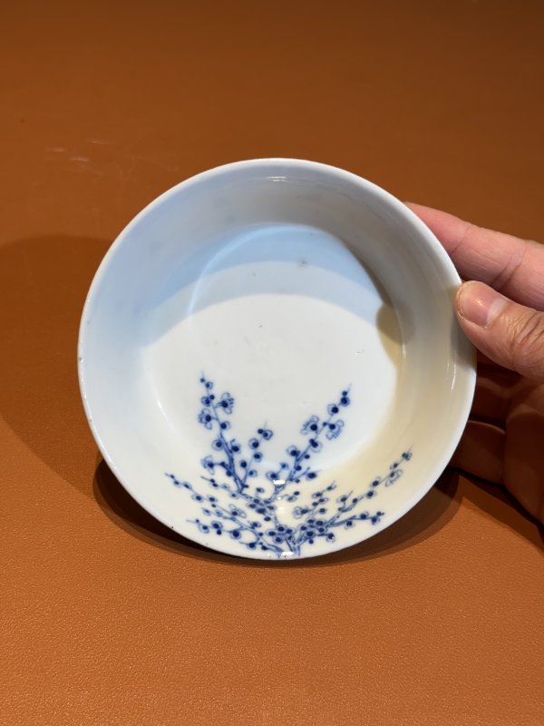 晚清 清晚期 青花过枝梅花纹壶承 - 图4