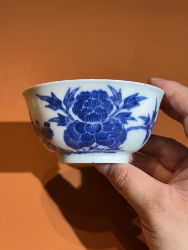 清雍正 青花花卉纹茶圆一对 - 图3