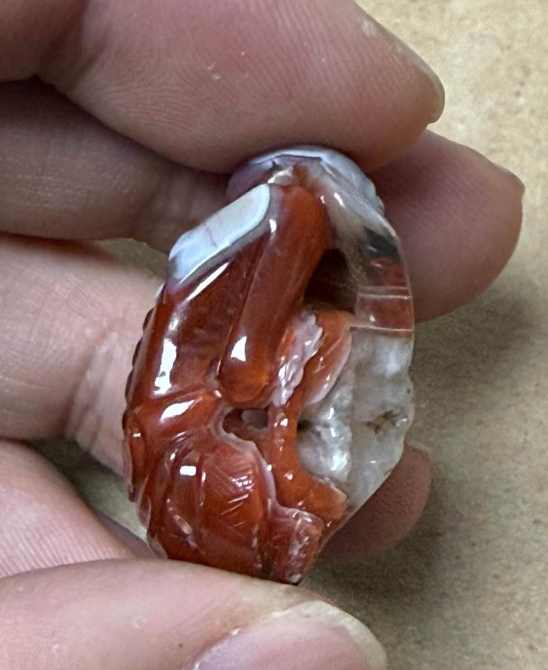 明 瑪瑙俏雕羅漢、童子 二件 - 图6