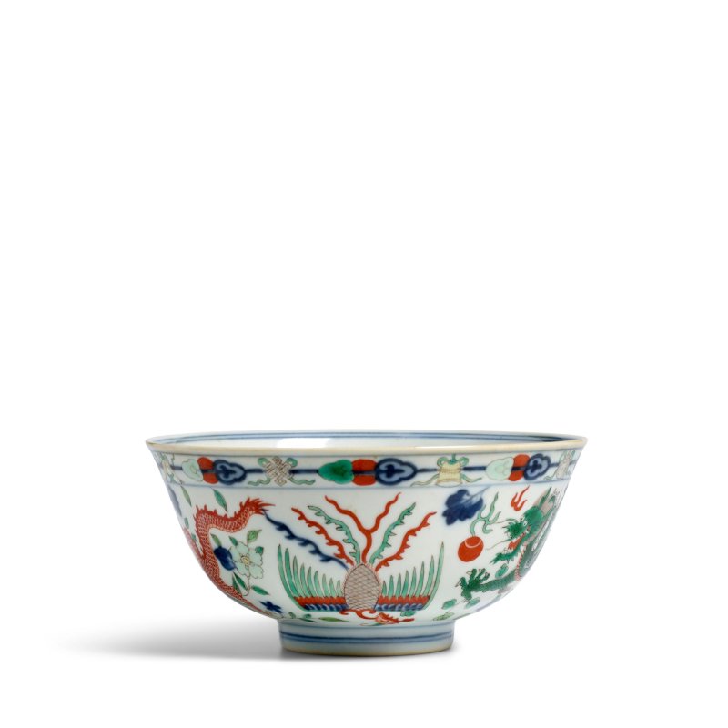 清道光 青花「大清道光年製」篆書款 五彩龍鳳紋碗 | A WUCAI 'DRAGON AND PHOENIX' BOWL - 图10