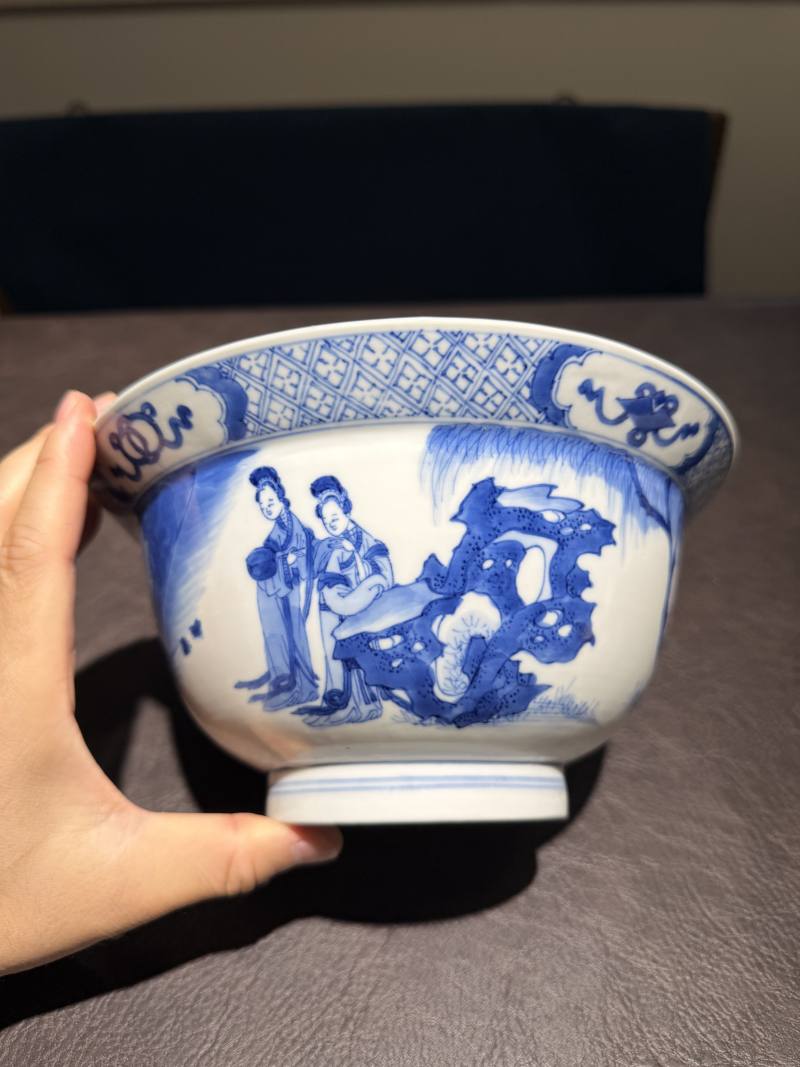 清康熙 青花人物图大碗 - 图7