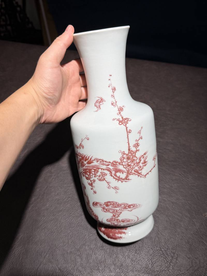 清中期 釉里红“灵仙祝寿”纹撇口瓶 - 图6