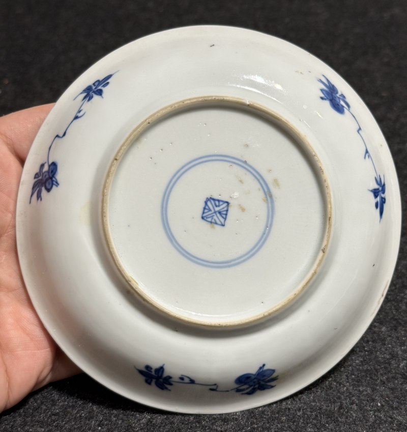 清康熙 青花花卉紋杯碟三套 - 图5