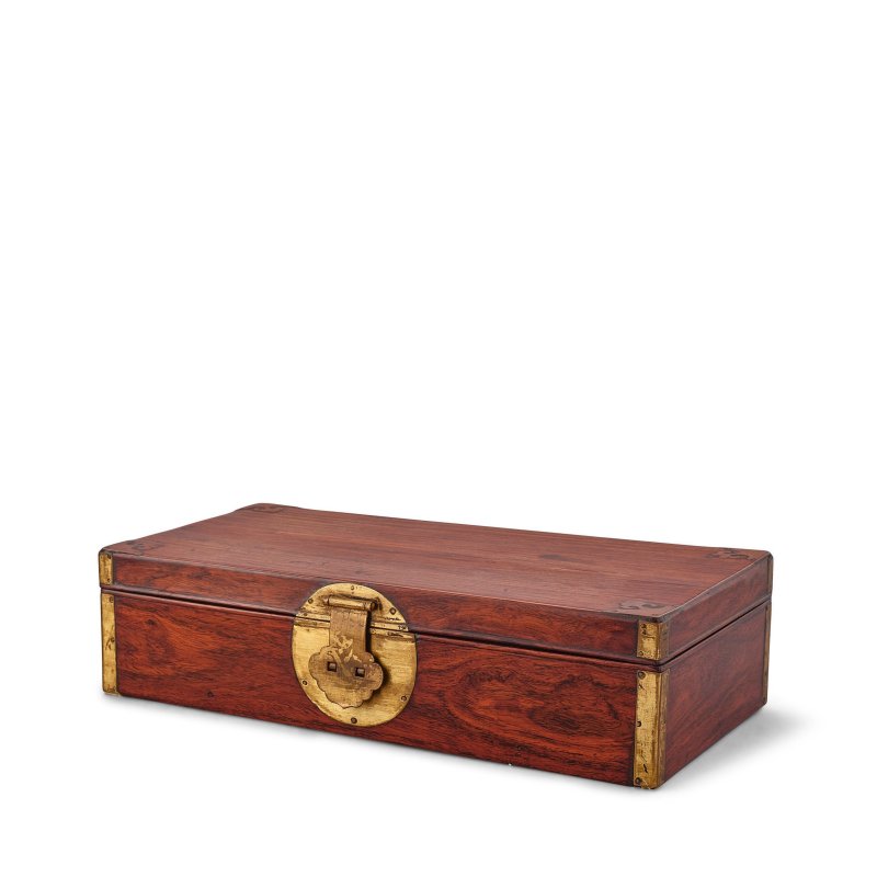 十八世紀 黃花梨裝黃銅長方盒 | A HUANGHUALI RECTANGULAR BOX - 图1