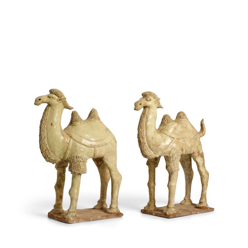 唐 草灰釉陶駱駝一對 | A PAIR OF STRAW-GLAZED POTTERY CAMELS - 图4
