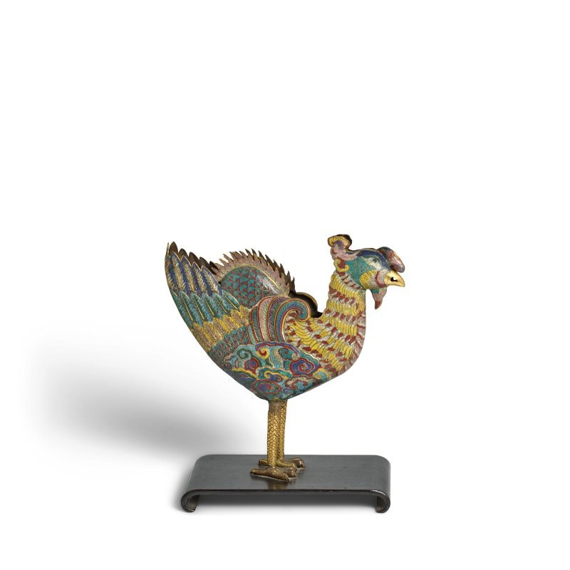 十七世紀 掐絲琺琅鳳凰擺件 | A RARE CLOISONNÉ ENAMEL FIGURE OF A PHOENIX