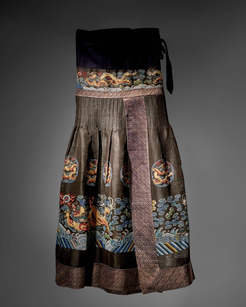 十九世紀 石青地納紗繡趕珠龍紋朝裙 | A MIDNIGHT-BLUE EMBROIDERED GAUZE COURT SKIRT, CHAO QUN - 图9
