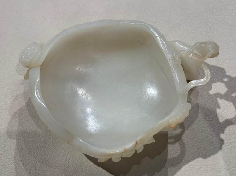清 白玉荷葉杯 - 图6