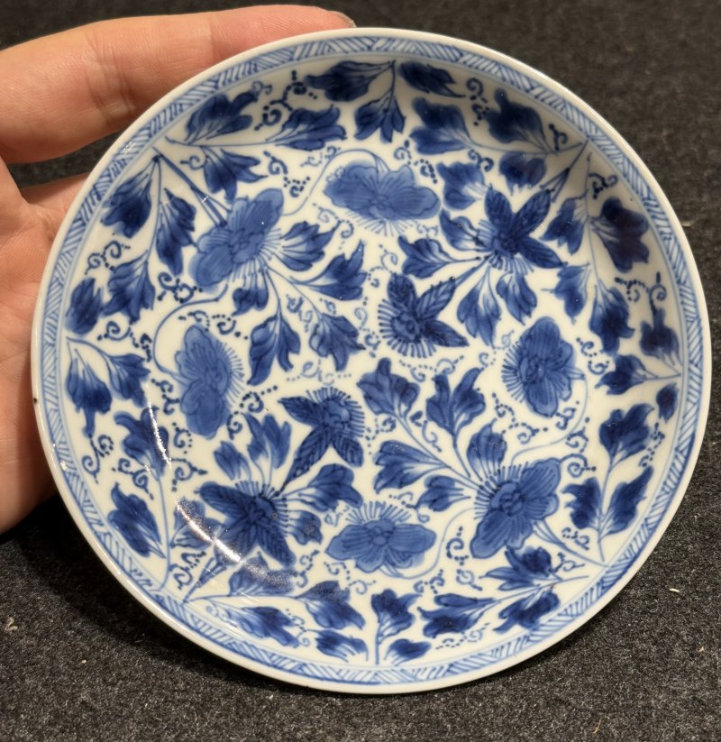 清康熙 青花花卉紋杯碟三套 - 图6