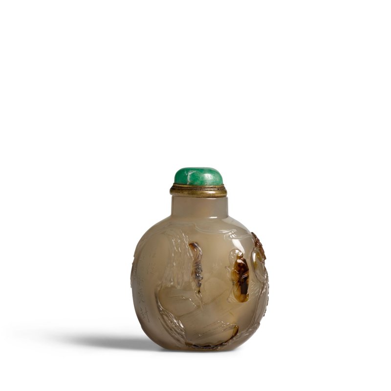 1740-1850 瑪瑙巧雕雙駿圖鼻煙壺一件 | A FINE AND RARE AGATE 'TWO HORSES' SNUFF BOTTLE - 图5