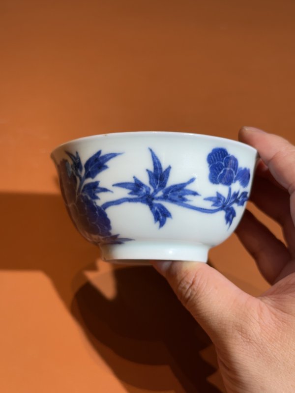 清雍正 青花花卉纹茶圆一对 - 图5