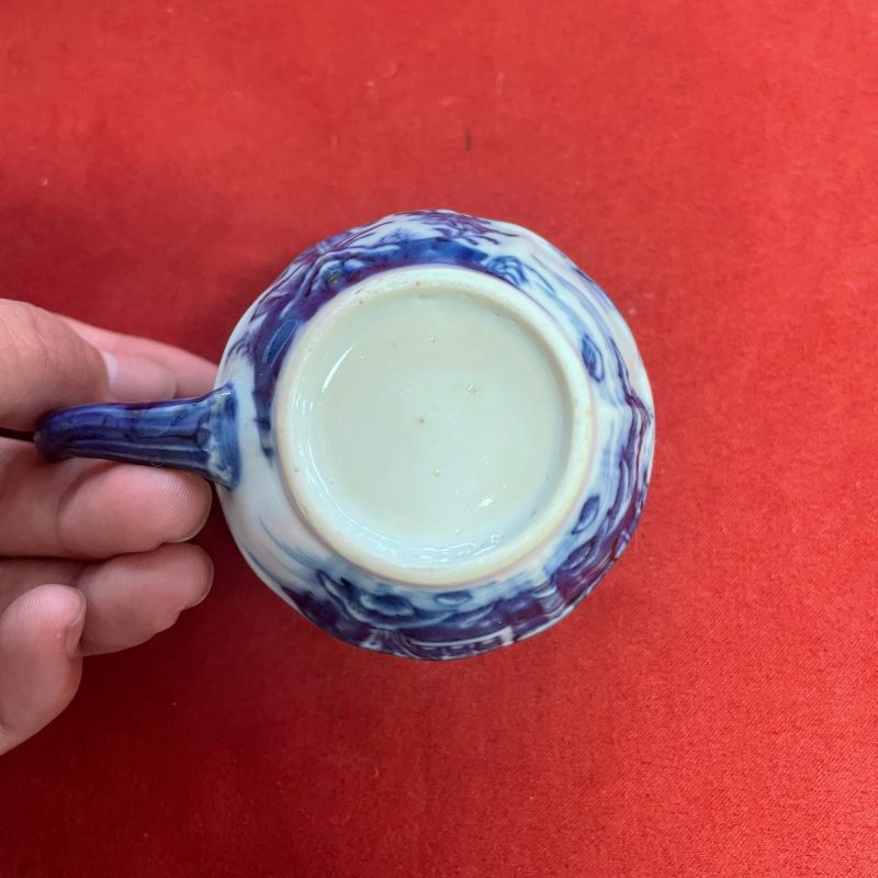 清乾隆 青花山水楼阁图杯 碟 壶一套 - 图12