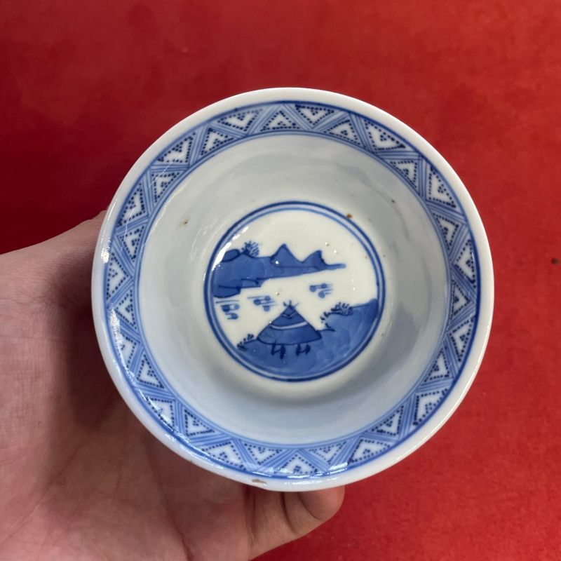 清光绪 青花狩猎图小杯四只 - 图9