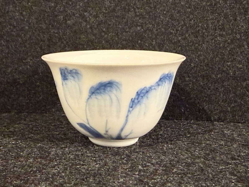 清康熙 青花仕女圖小杯 - 图4