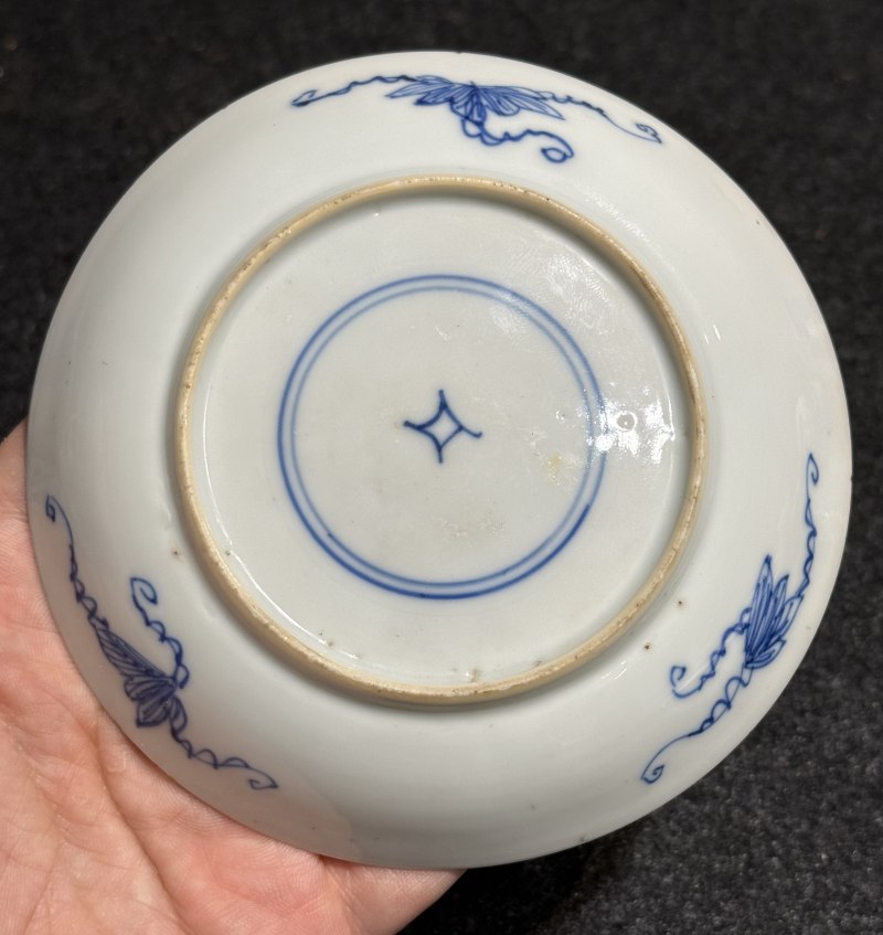 清康熙 青花花卉紋杯碟三套 - 图7