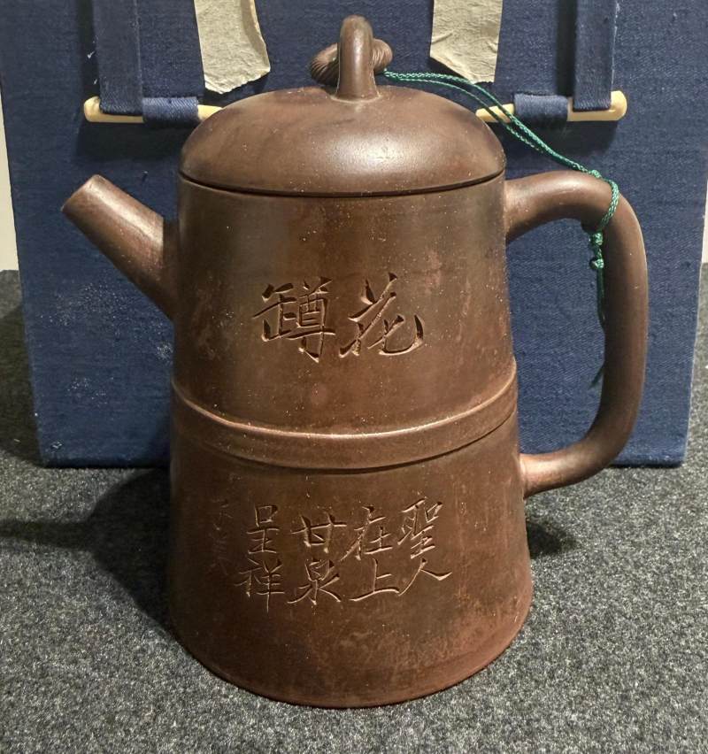 清晚期 子美刻友蘭紫砂壺 - 图2