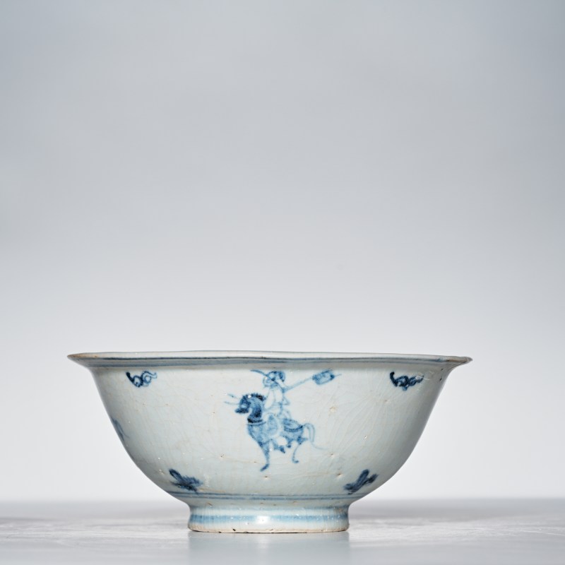 明 青花高士骑驴图小碗 - 图5