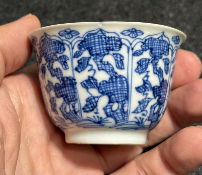 清康熙 青花花卉紋杯碟三套 - 图17