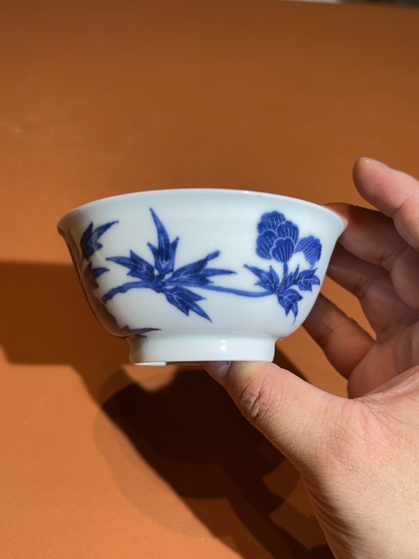 清雍正 青花花卉纹茶圆一对 - 图7