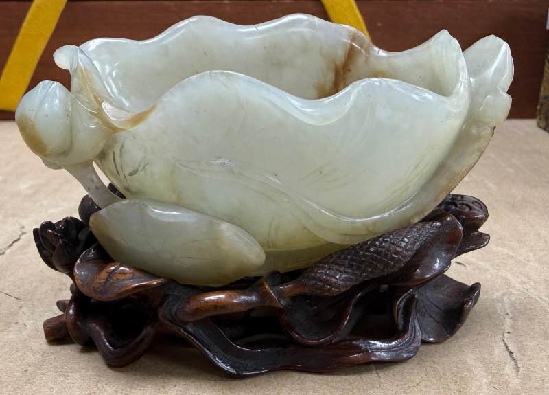 明 玉荷葉洗帶座 - 图2