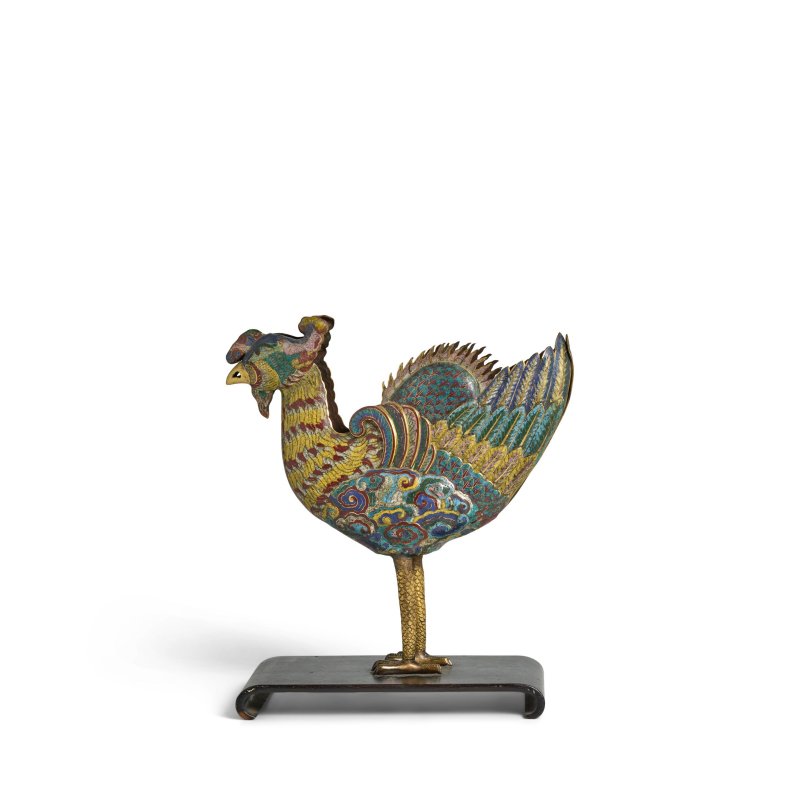 十七世紀 掐絲琺琅鳳凰擺件 | A RARE CLOISONNÉ ENAMEL FIGURE OF A PHOENIX - 图5