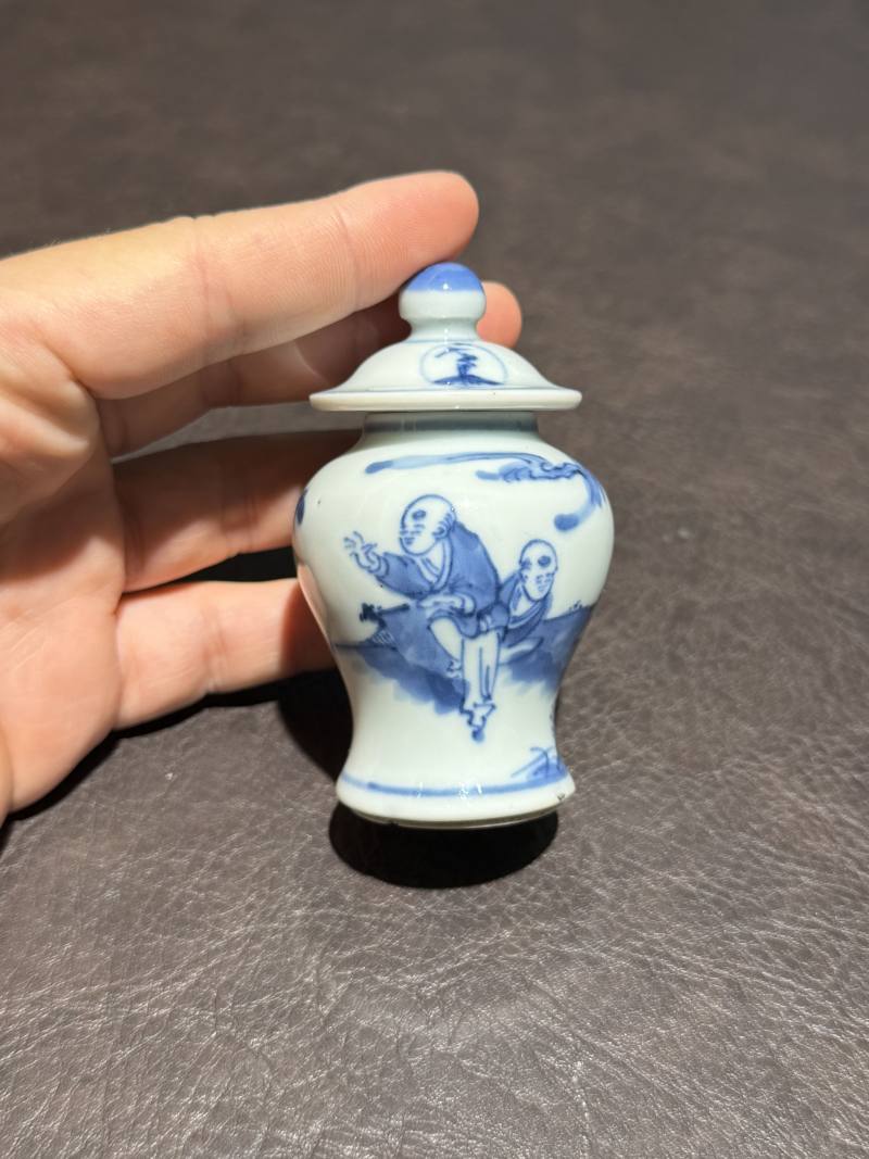 清中期 青花婴戏图将军罐 - 图2