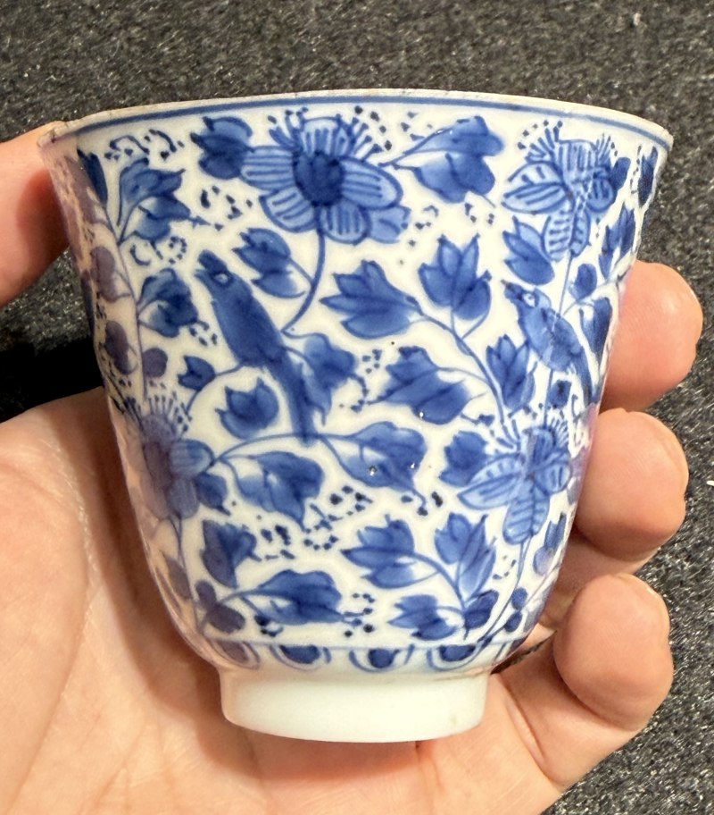 清康熙 青花花卉紋杯碟三套 - 图9