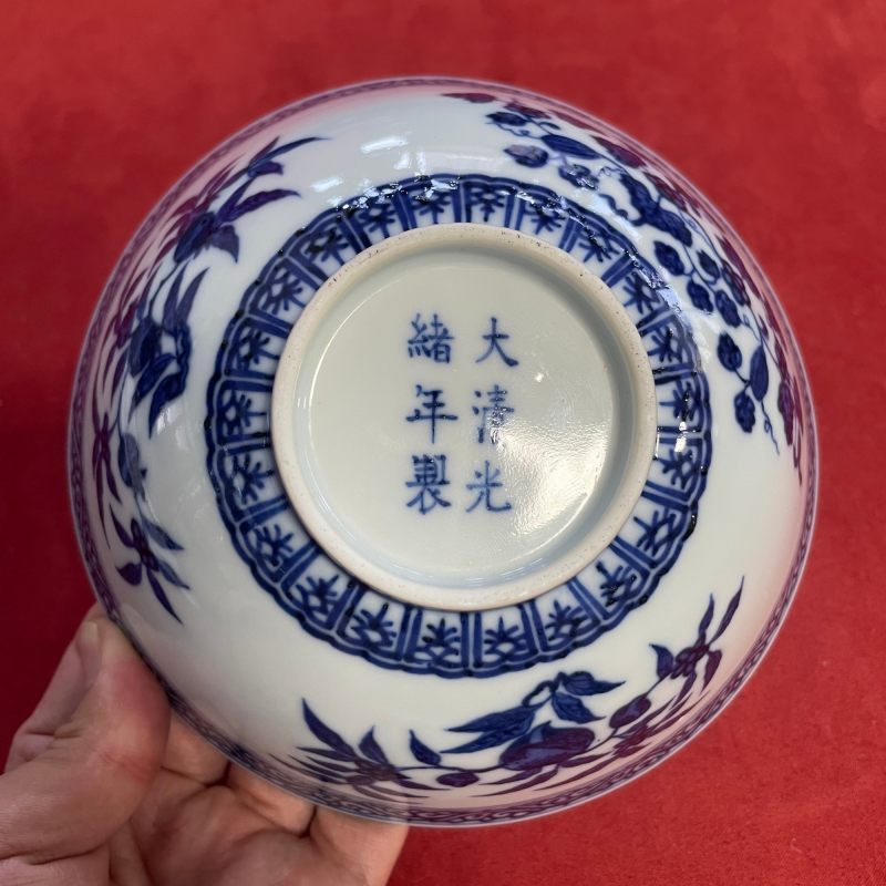 清光绪 青花折枝三多纹碗 - 图10