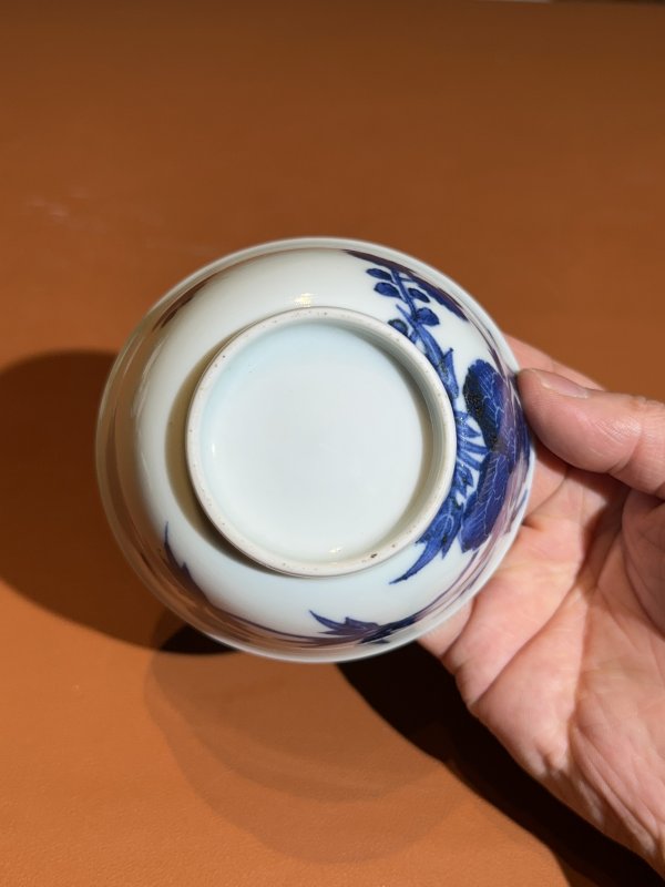 清雍正 青花花卉纹茶圆一对 - 图8